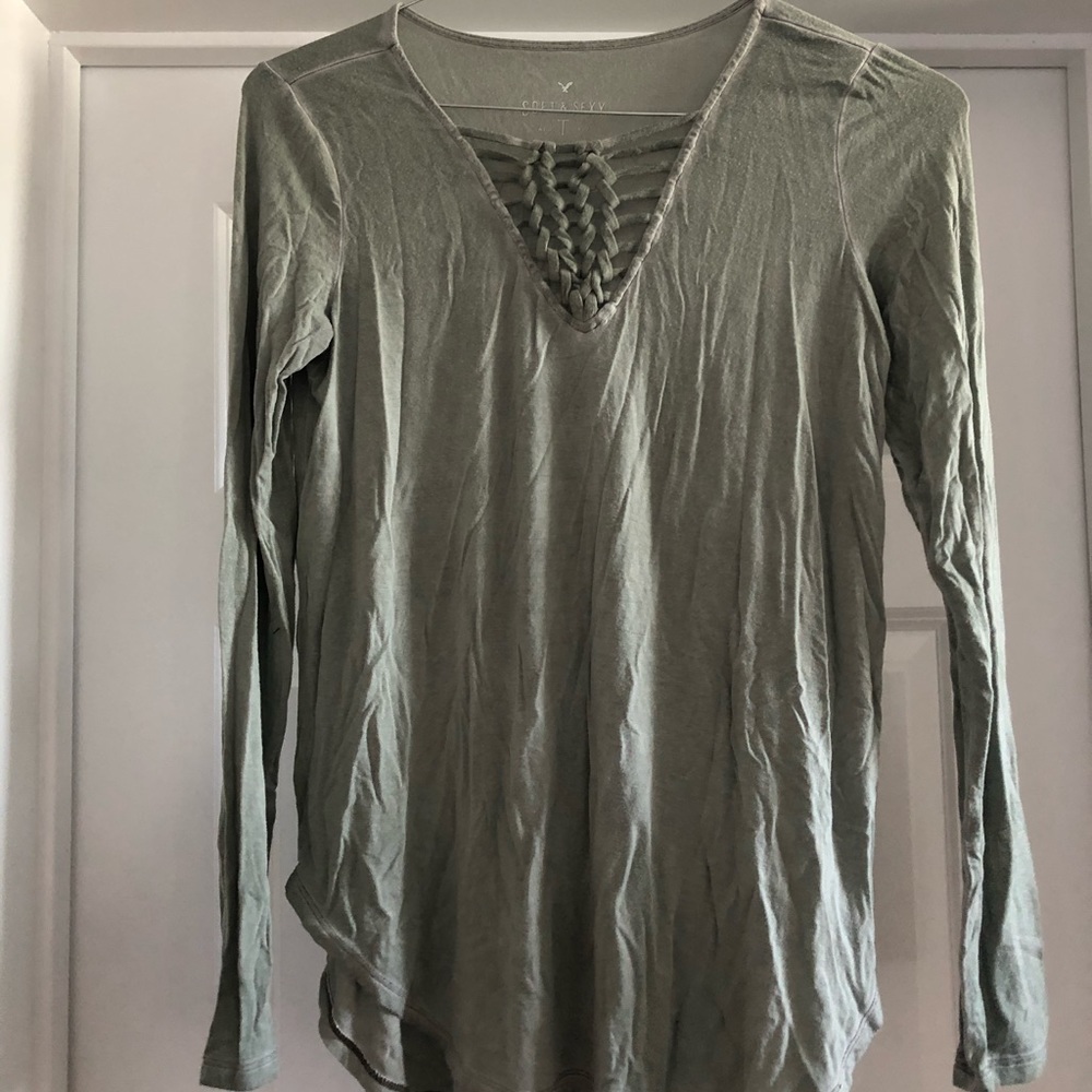 American Eagle Soft & Sexy Long Sleeve Braided Top
